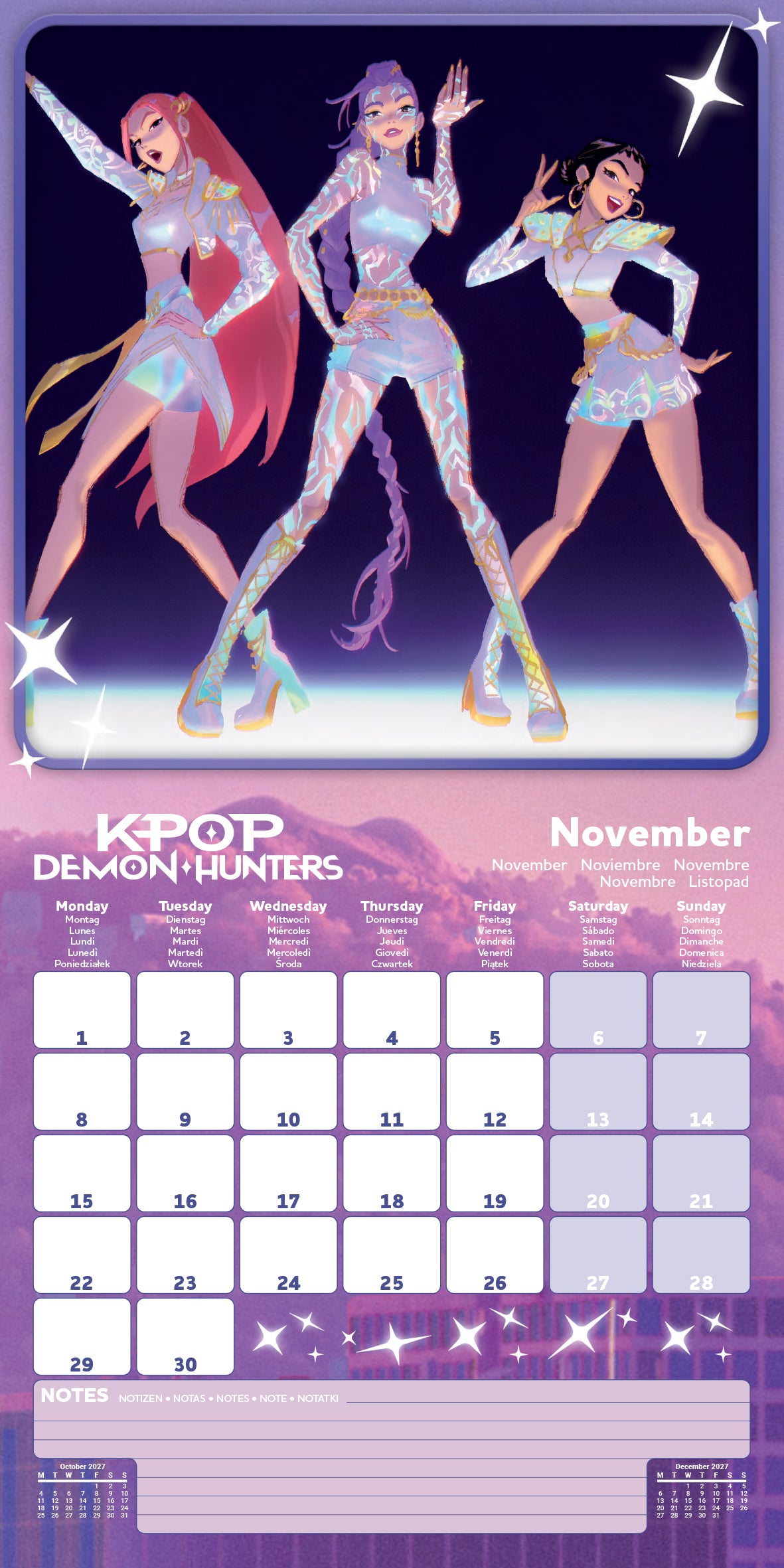 K-Pop Demon Hunters Calendar 2027
