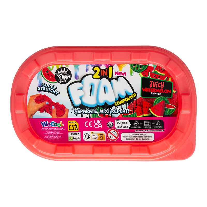 2 in 1 Foam Slime Blue Ras/Watermelon Med Tub Assortment